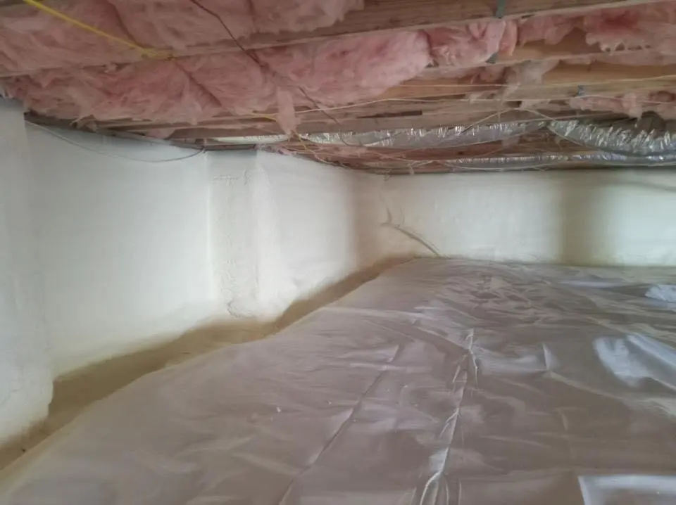 Crawl space encapsulation with closed-cell spray foam for Storm Damage Roof Repair in Lake Norman of Iredell