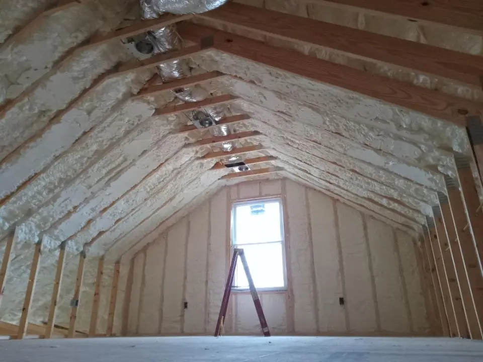 Spray foam roofing application for Crawl Space Insulation project in Lake Norman of Iredell